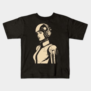 Cyborg woman retro cartoon Kids T-Shirt